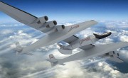 Rendering of flying Dream Chaser attached to Stratolaunch stack